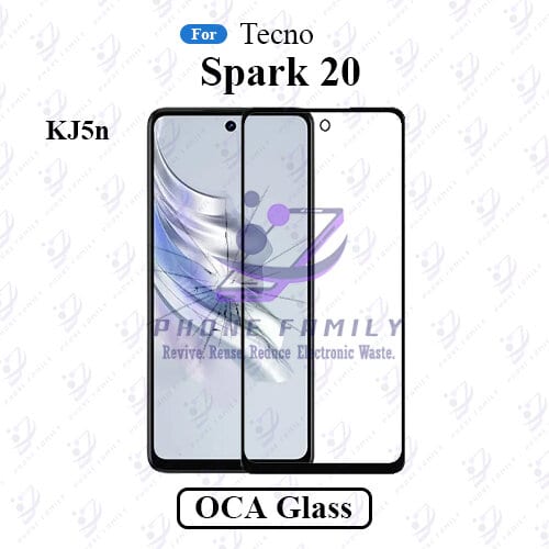 For Tecno Spark 20 KJ5n LCD Display Touch Screen Front Glass Lens + Lamination OCA