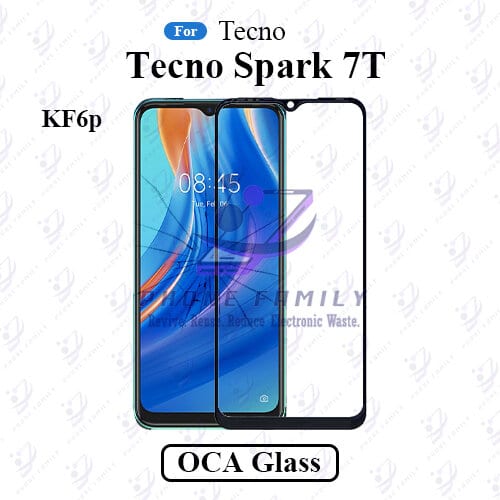 For Tecno Spark 7T KF6p LCD Display Touch Screen Front Glass Lens + Lamination OCA