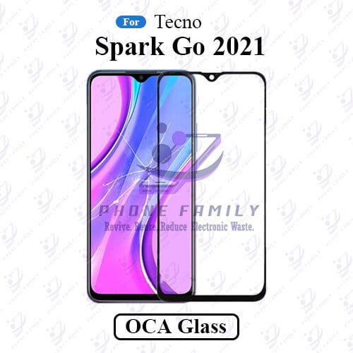 For Tecno Spark Go 2021 LCD Display Touch Screen Front Glass Lens + Lamination OCA