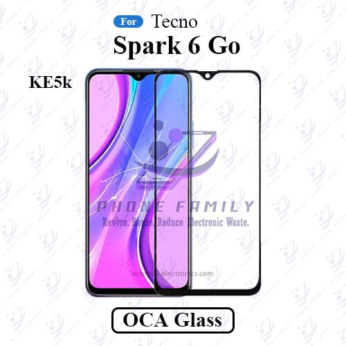 For Tecno Spark 6 Go KE5k LCD Display Touch Screen Front Glass Lens + Lamination OCA