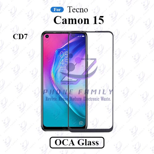 For Tecno Camon 15 CD7 LCD Display Touch Screen Front Glass Lens + Lamination OCA