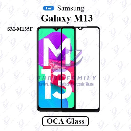 For Samsung Galaxy M13 SM-M135F LCD Display Touch Screen Front Glass Lens + Lamination OCA , Not Tempered Glass Protector