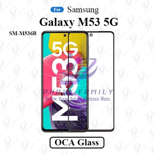 For Samsung Galaxy M53 5G SM-M536B LCD Display Touch Screen Front Glass Lens + Lamination OCA , Not Tempered Glass Protector