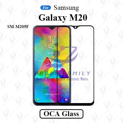 For Samsung Galaxy M20 SM-M205F LCD Display Touch Screen Front Glass Lens + Lamination OCA , Not Tempered Glass Protector