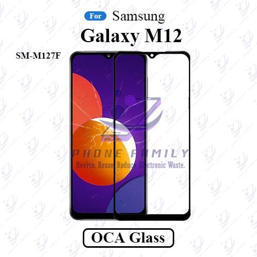 For Samsung Galaxy M12 SM-M127F LCD Display Touch Screen Front Glass Lens + Lamination OCA , Not Tempered Glass Protector