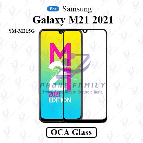 For Samsung Galaxy M21 2021 SM-M215G LCD Display Touch Screen Front Glass Lens + Lamination OCA , Not Tempered Glass Protector