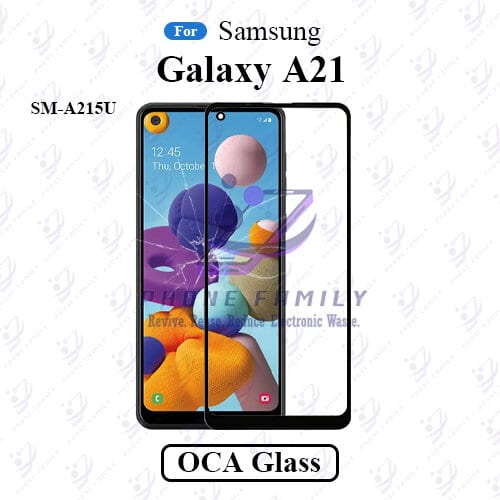 For Samsung Galaxy A21 SM-A215U LCD Display Touch Screen Front Glass Lens + Lamination OCA , Not Tempered Glass Protector