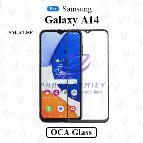 For Samsung Galaxy A14 SM-A145F LCD Display Touch Screen Front Glass Lens + Lamination OCA , Not Tempered Glass Protector