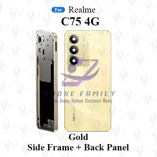 For Realme C75 Body Housing ( Side Frame + Back Panel With Camera Glass )