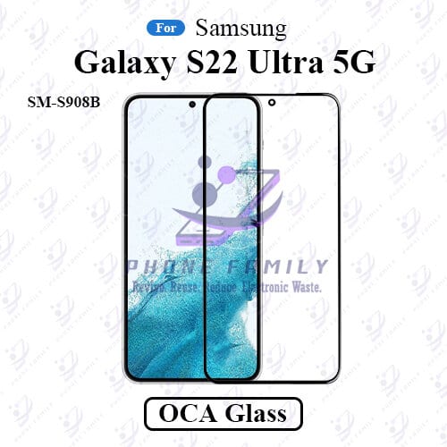 For Samsung Galaxy S22 Ultra 5g SM-S908B LCD Display Touch Screen Front Glass Lens + Lamination OCA , Not Tempered Glass Protector