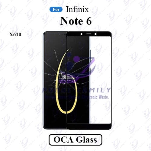 For Infinix Note 6 X610 Display Touch Screen Front Glass Lens + Lamination OCA , Not Tempered Glass Protector