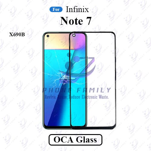 For Infinix Note 7 X690B Display Touch Screen Front Glass Lens + Lamination OCA , Not Tempered Glass Protector