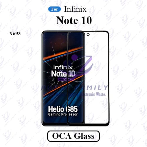 For Infinix Note 10 X693 Display Touch Screen Front Glass Lens + Lamination OCA , Not Tempered Glass Protector