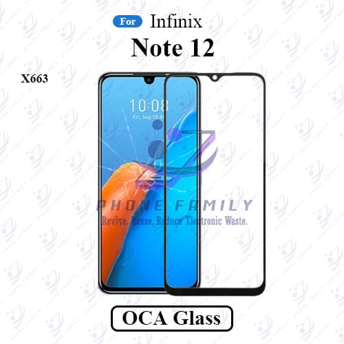 For Infinix Note 12 X663 Display Touch Screen Front Glass Lens + Lamination OCA , Not Tempered Glass Protector
