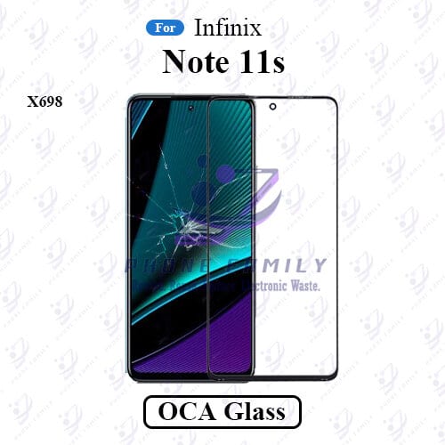 For Infinix Note 11s X698  Display Touch Screen Front Glass Lens + Lamination OCA , Not Tempered Glass Protector
