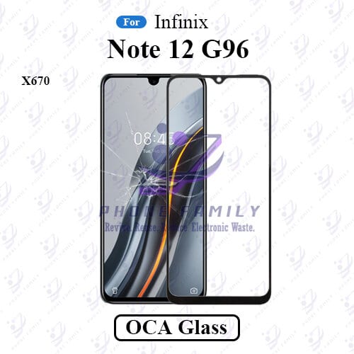 For Infinix Note 12 G96 X670 Display Touch Screen Front Glass Lens + Lamination OCA , Not Tempered Glass Protector