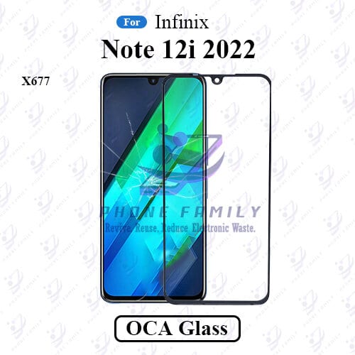 For Infinix Note 12i 2022 X677 Display Touch Screen Front Glass Lens + Lamination OCA , Not Tempered Glass Protector
