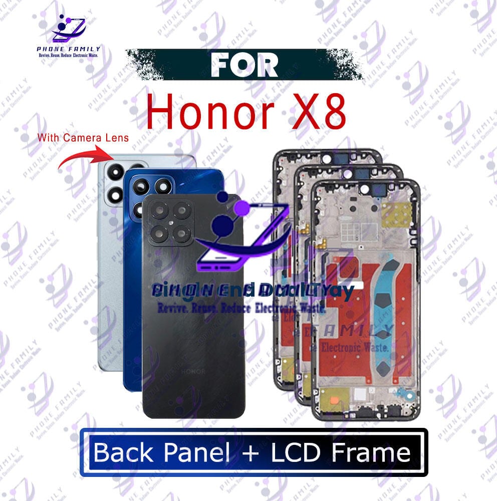 For Huawei Honor X8 Full Body Housing LCD Frame and Back Panel With Camera Glass