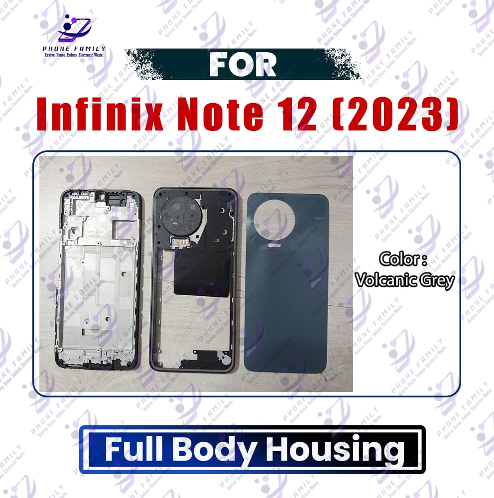 For Infinix Note 12 (2023) Full Body Housing X676C (Side Frame + Back Panel Without Camera Glass)