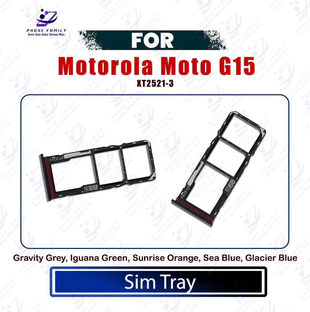 Motorola Moto G15 Sim Tray / Sim Slot /SD Card Tray /Holder Card compatible Replacement Parts (XT2521-3)