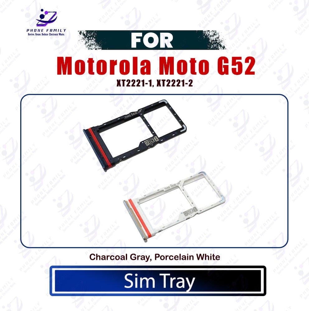 Motorola Moto G52 Sim Tray / Sim Slot /SD Card Tray /Holder Card compatible Replacement Parts (XT2221-1, XT2221-2)