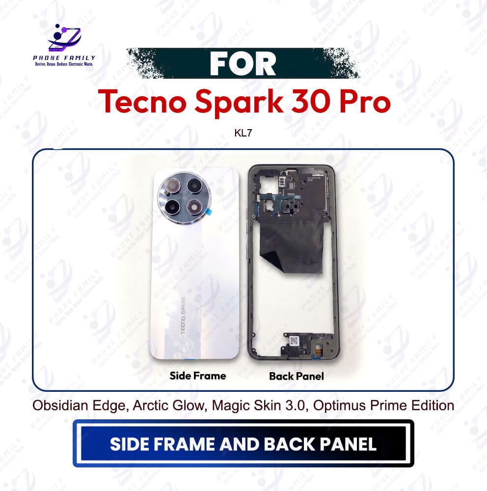 Tecno Spark 30 Pro Full Body Housing KL7 (Side Frame + Back Panel Without Camera Glass)