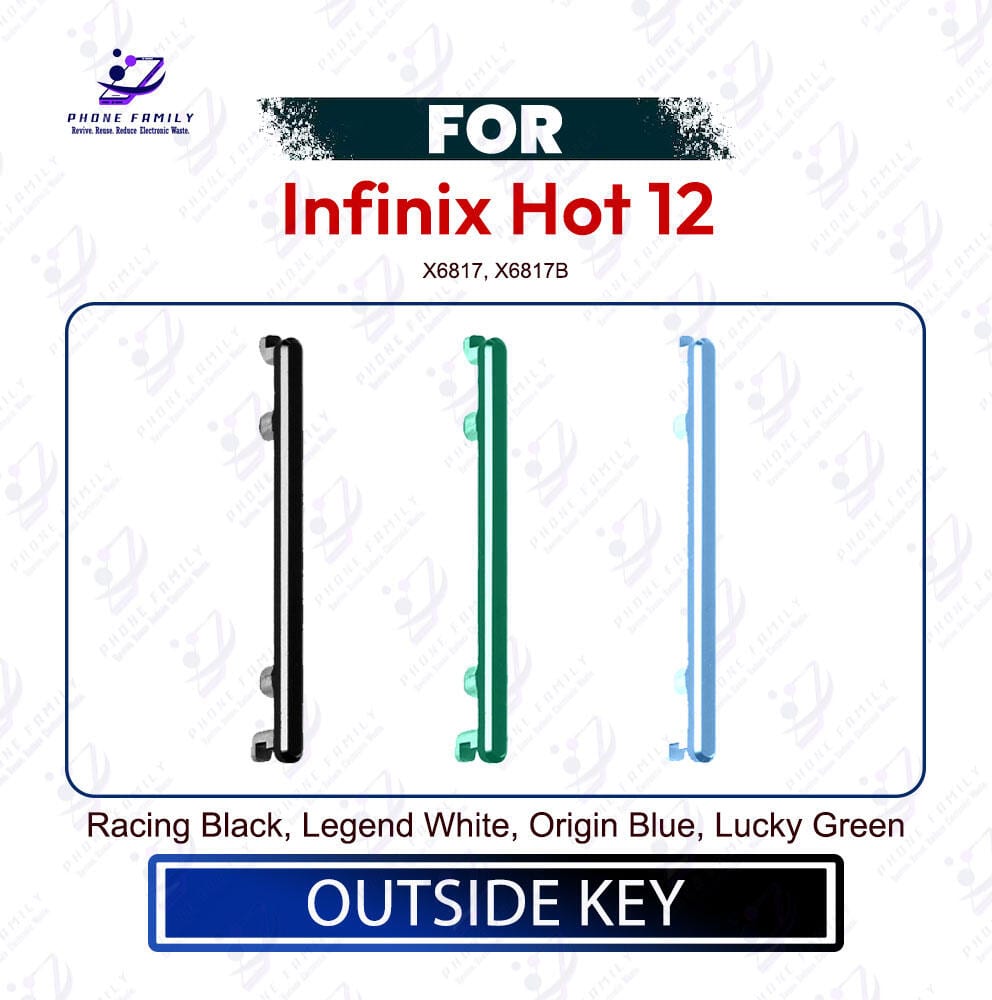 Infinix Hot 12 Volume Up Down Button Outside Key | Side Key External Button Replacement | Exact Fit X6817, X6817B