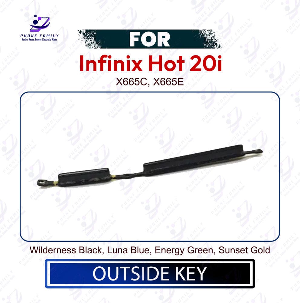 Infinix Hot 20i Power & Volume Up Down Button Outside Key | Side Key External Button Replacement | Exact Fit X665C, X665E
