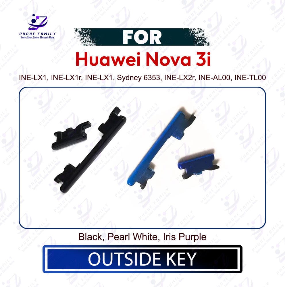 Huawei nova 3i Power & Volume Up Down Button Outside Key | Side Key External Button Replacement | Exact INE-LX1, INE-LX1r, INE-LX1