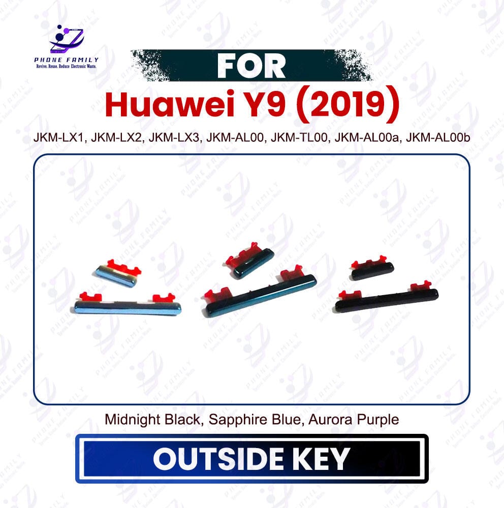 Huawei Y9 (2019) Power & Volume Up Down Button Outside Key | Side Key External Button Replacement | Exact JKM-LX1, JKM-LX2