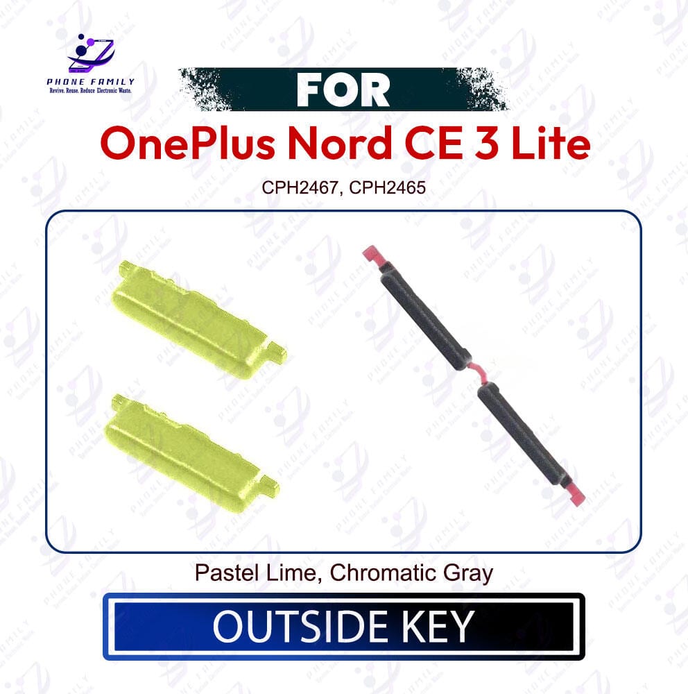OnePlus Nord CE 3 Lite Volume Up Down Button Outside Key | Side Key External Button Replacement | Exact CPH2467, CPH2465