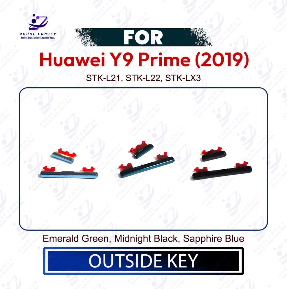 Huawei Y9 Prime (2019) Power & Volume Up Down Button Outside Key | Side Key External Button Replacement | Exact STK-L21, STK-L22, STK-LX3