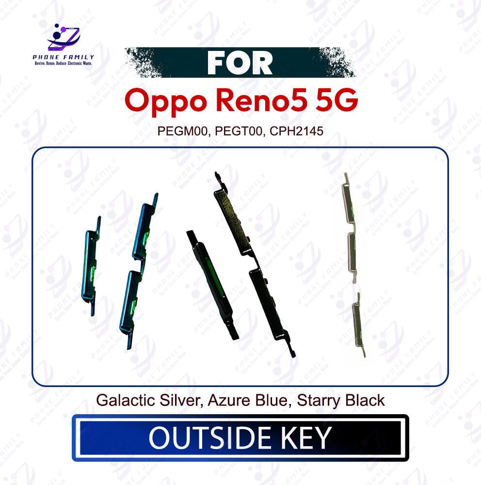 Oppo Reno5 5G Power & Volume Up Down Button Outside Key | Side Key External Button Replacement | Exact PEGM00, PEGT00, CPH2145