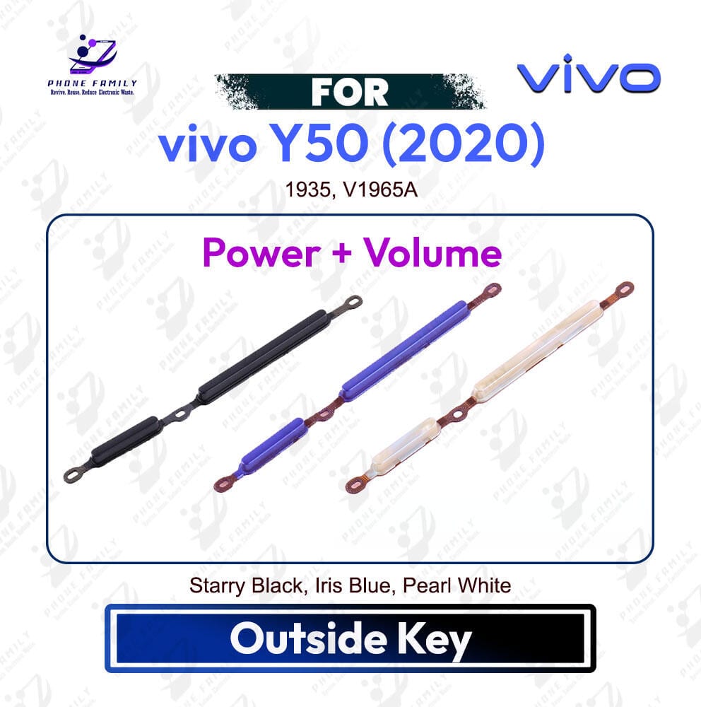 vivo Y50 (2020) Power & Volume Up Down Button Outside Key | Side Key External Button Replacement | 1935, V1965A