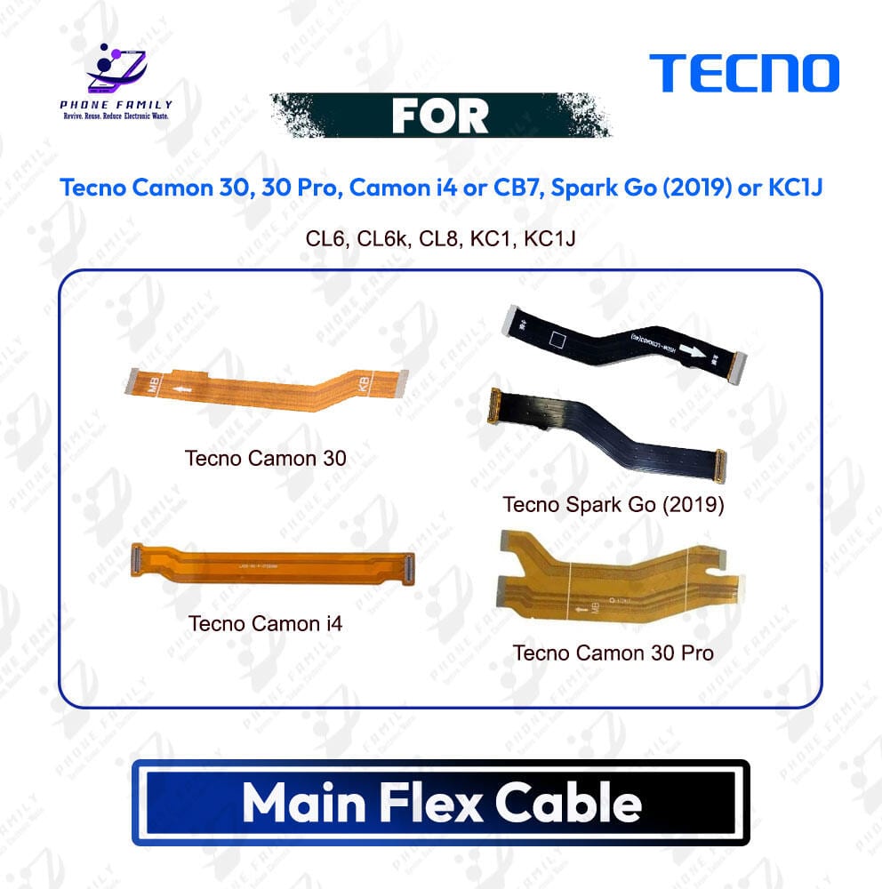 Tecno Camon 30, Camon 30 Pro, Camon i4 or CB7, Spark Go (2019) or KC1J Main Board Motherboard Connector Flex Cable PCB Board Repair Spare Part Replacement