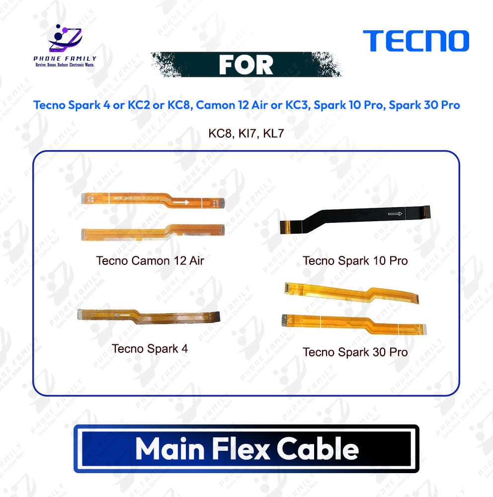 Tecno Spark 4 or KC2 or KC8, Camon 12 Air or KC3, Spark 10 Pro, Spark 30 Pro Main Board Motherboard Connector Flex Cable PCB Board Repair Spare Part Replacement