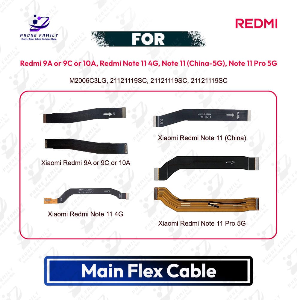 Redmi 9A or 9C or 10A, Redmi Note 11 4G, Note 11 (China-5G), Note 11 Pro 5G Main Board Motherboard Connector Flex Cable