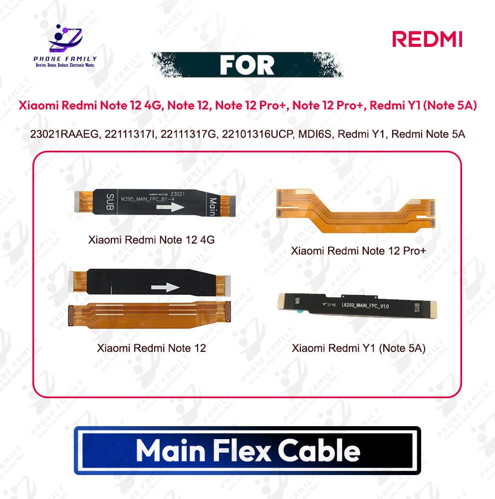 Xiaomi Redmi Note 12 4G, Note 12, Note 12 Pro+, Note 12 Pro+, Redmi Y1 (Note 5A) Main Board Motherboard Connector Flex Cable
