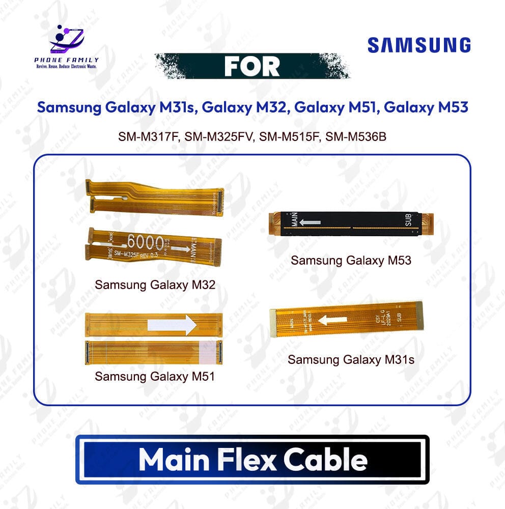 Samsung Galaxy M31s, Galaxy M32, Galaxy M51, Galaxy M53 Main Board Motherboard Connector Flex Cable PCB Board Repair Spare Part Replacement