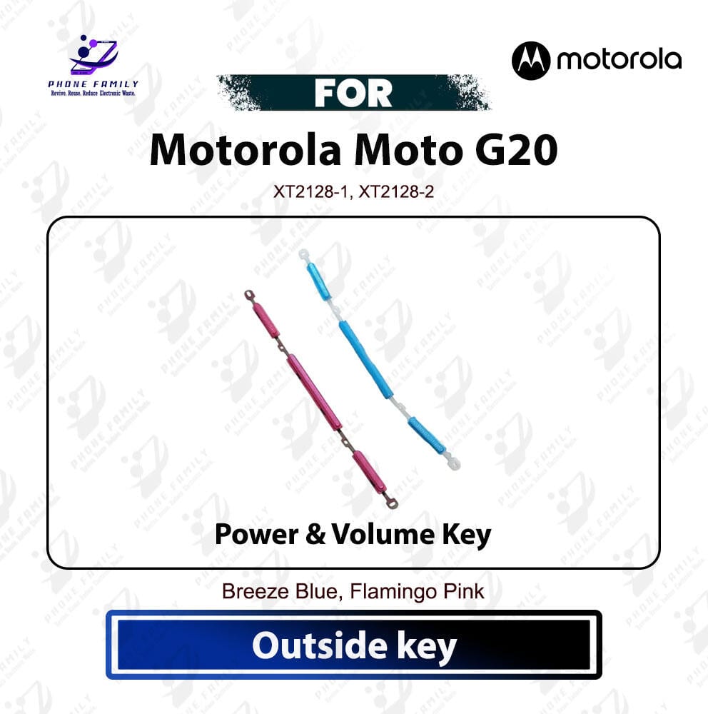 Motorola Moto G20 Power & Volume Up Down Button Outside Key | Side Key External Button Replacement | Exact XT2128-1, XT2128-2