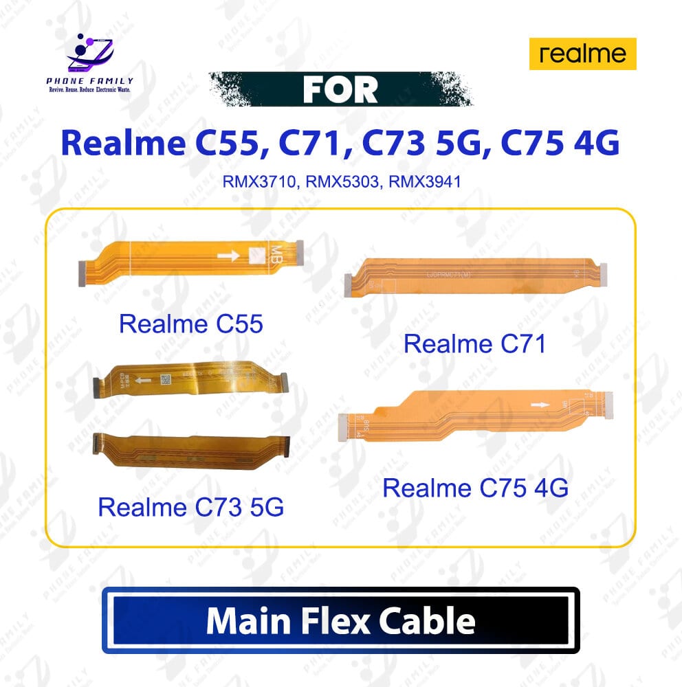 Realme C55, C71, C73 5G, C75 4G Motherboard Connector Flex Cable Ribbon Main Board Flex Ribbon Cable Replacement Repair Part For RMX3710, RMX5303, RMX3941