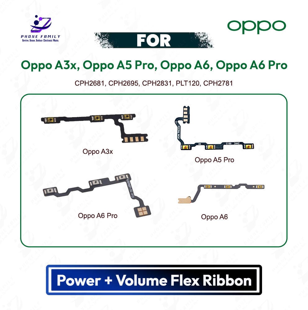 Oppo A3x, Oppo A5 Pro, Oppo A6, Oppo A6 Pro Power Button Volume/On Off Key Flex Cable Replacement Parts