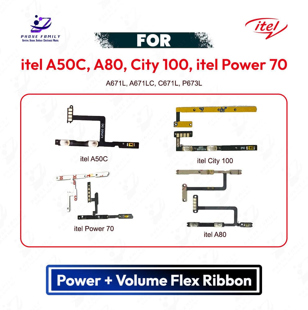 itel A50C, A80, City 100, itel Power 70 Power Button Volume/On Off Key Flex Cable Replacement Parts