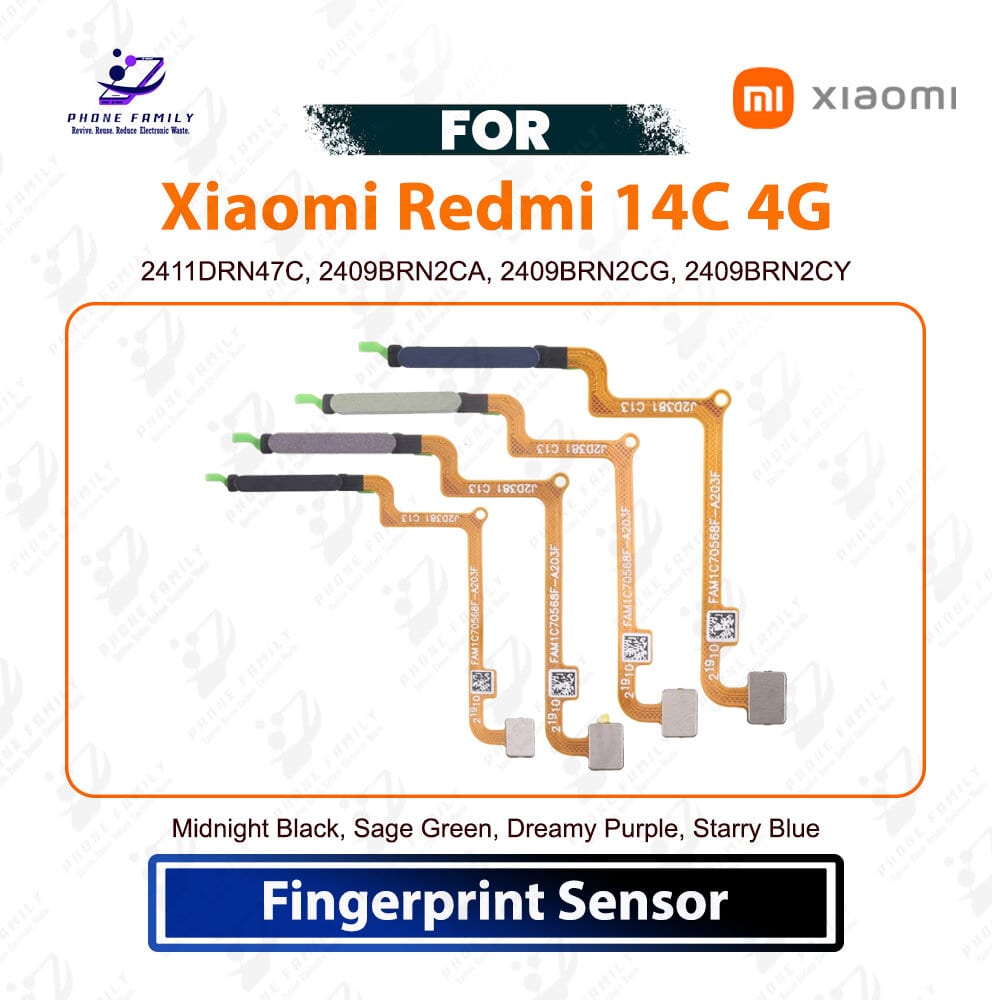 Xiaomi Redmi 14C 4G Fingerprint Sensor Touch Sensor Finger Power Switch ON/OFF Side Button Key Flex Cable Replacement Part