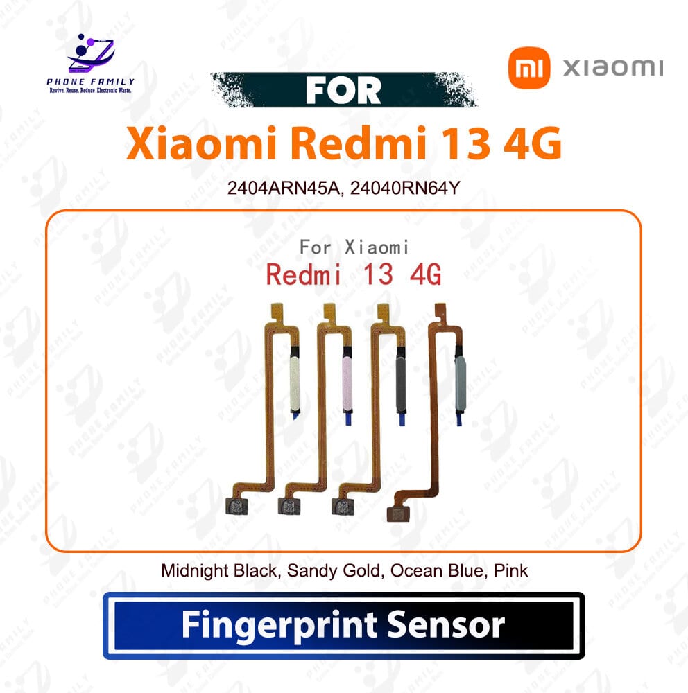 Xiaomi Redmi 13 4G Fingerprint Sensor Touch Sensor Finger Power Switch ON/OFF Side Button Key Flex Cable Replacement Part For 2404ARN45A, 24040RN64Y
