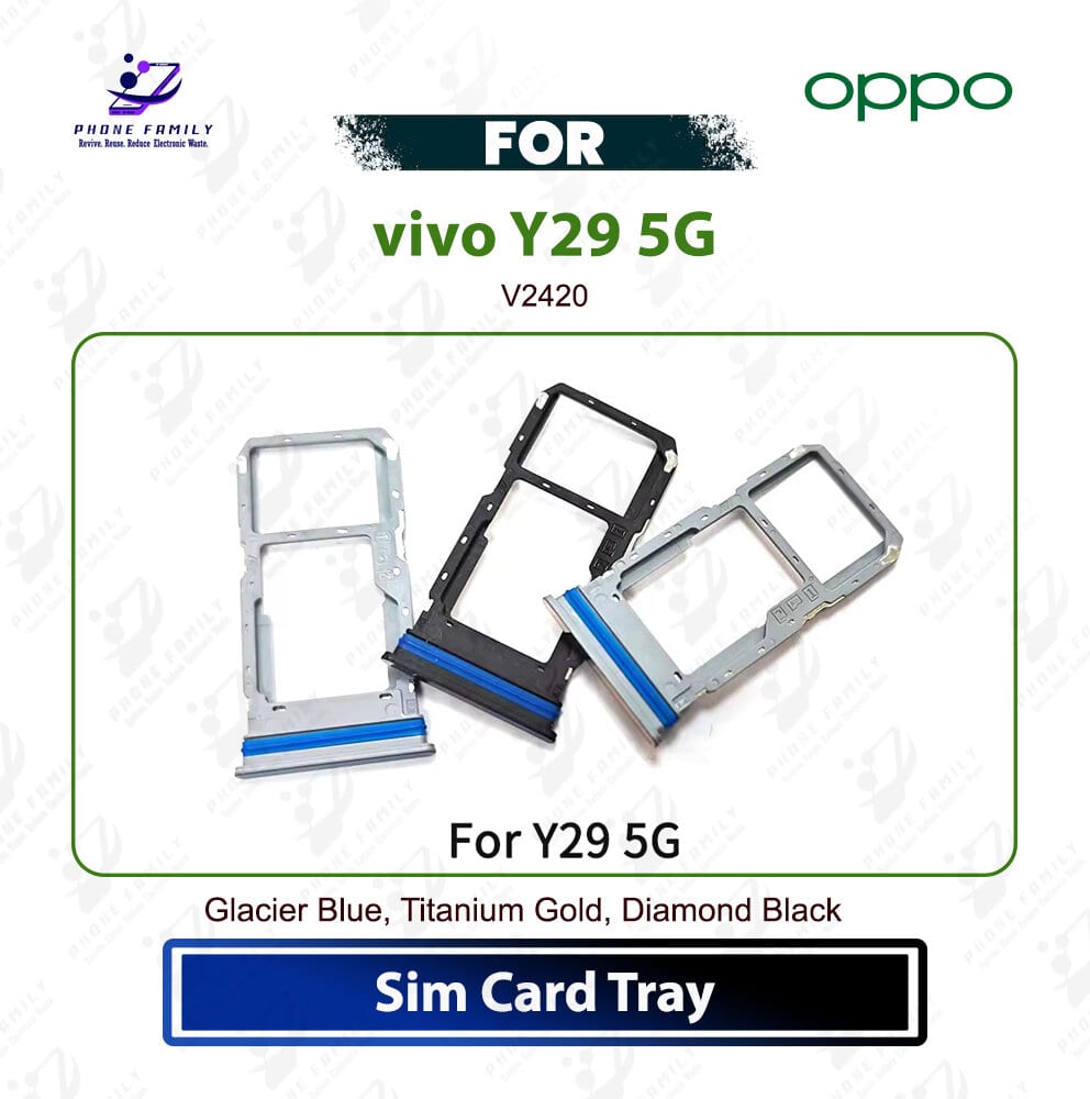 Vivo Y29 5G Sim Card Tray Slot Holder Card Reader SD Card Slot Adapter Dual Sim Tray Replacement Repair Spare Part For V2420