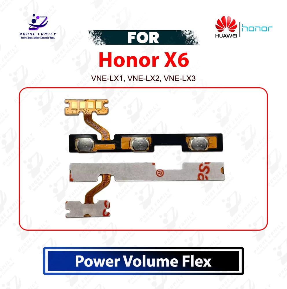 Honor X6 Power On Off Switch Button Side Volume Up Down Buttons Flex Cable Replacement Repair Spare Part For VNE-LX1, VNE-LX2, VNE-LX3
