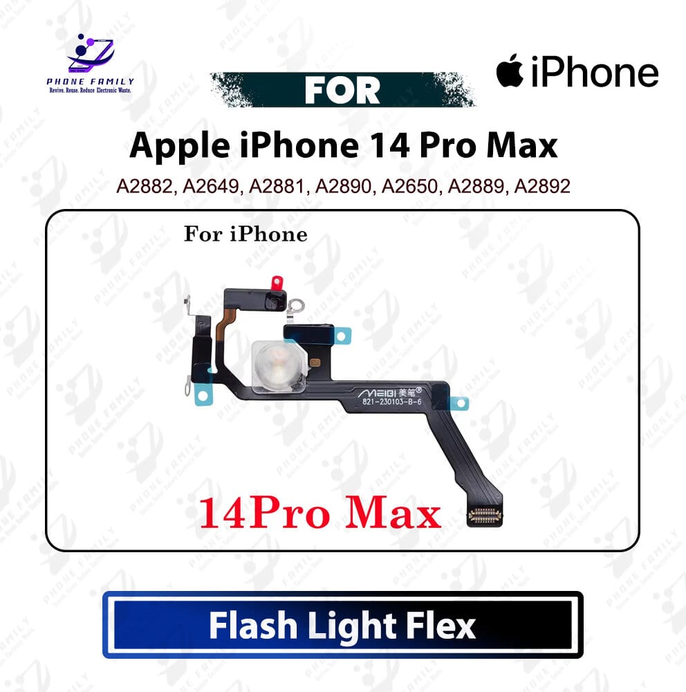 Apple iPhone 14 Pro Max LED Flash Light & Back Camera Microphone Flex Cable - Rear Camera Flash Ribbon Repair Spare Part For A2894, A2651, A2893, A2895, A2896