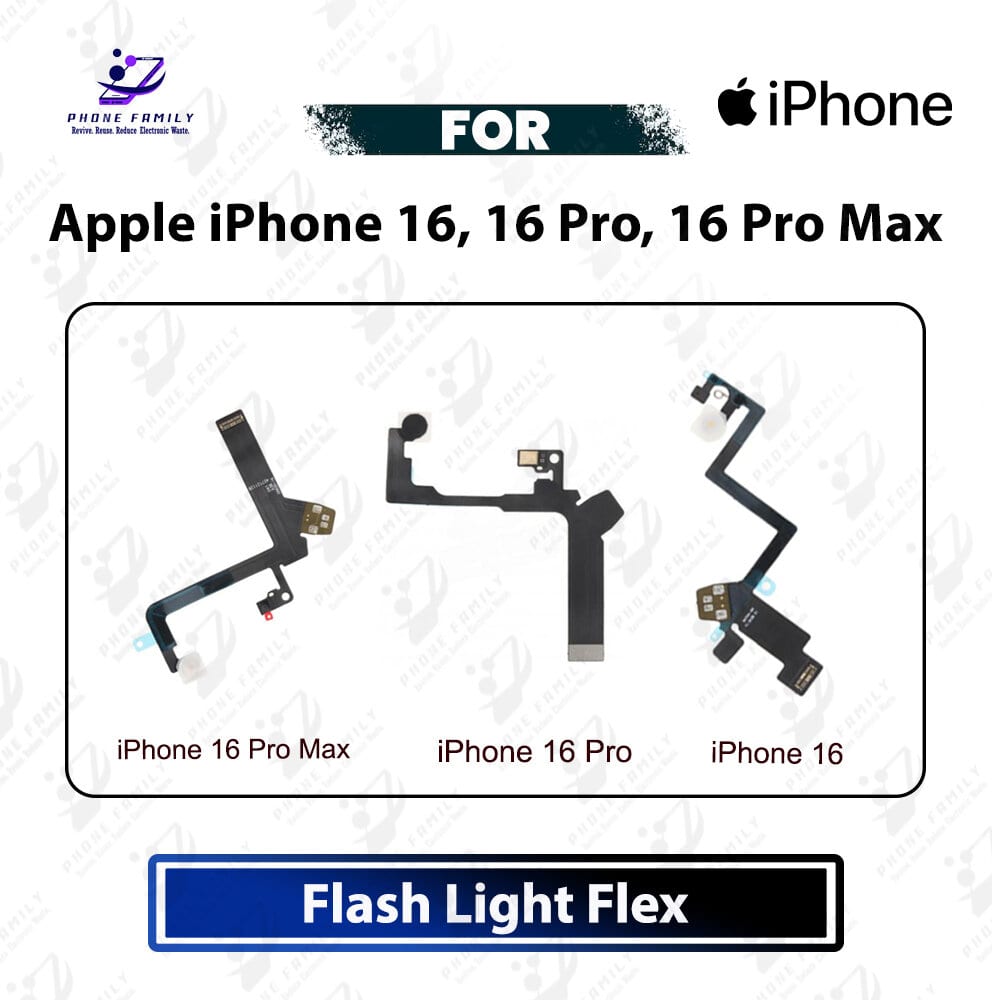 Apple iPhone 16, 16 Pro, 16 Pro Max LED Flash Light & Back Camera Microphone Flex Cable - Rear Camera Flash Ribbon Repair Spare Par
