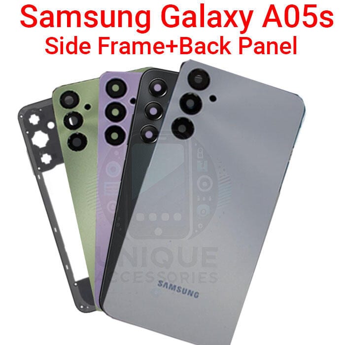 For Samsung Galaxy A05s A057F Side Frame + Back Panel Housing + Camera Glass Back shell Replacement Spare Parts